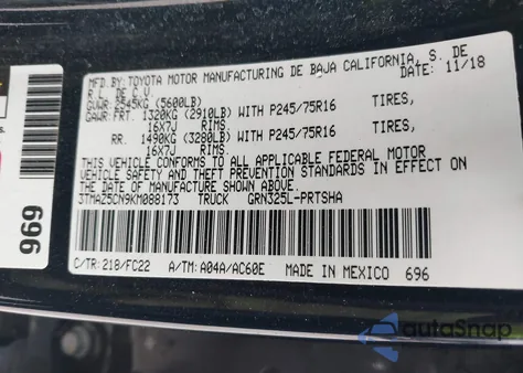 2019 Toyota Tacoma Sr5 V6 из США, поврежденный, VIN 3TMAZ5CN9KM088173